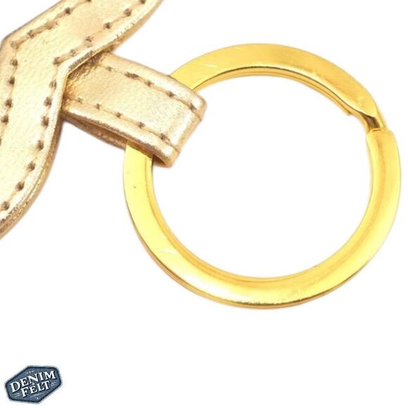 Yves Saint Laurent YSL Gold Tone Leather Heart Shaped Mirror Keychain/Bag Charm - Picture 8 of 9